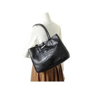 LONGCHAMP ロンシャン ロゾサティネ クロコダイル型押し トート