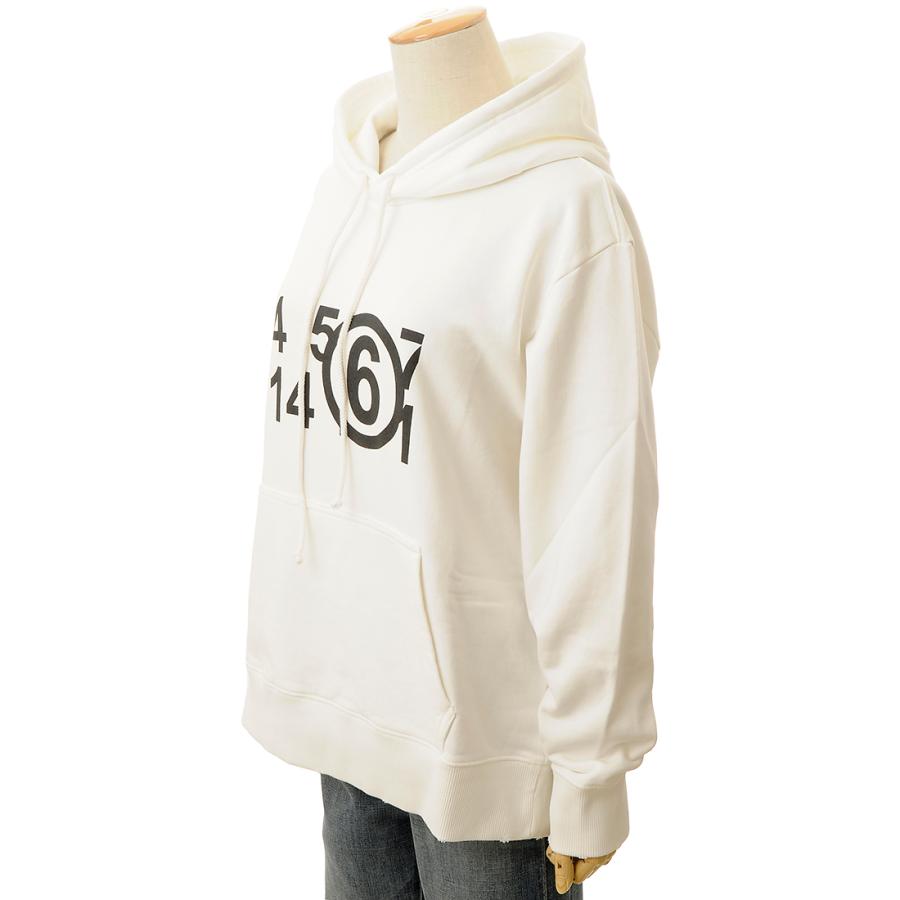 エムエムシックス メゾンマルジェラ パーカー フーディー ロゴ レディース ホワイト ガールズ MM6 Maison Margiela M60872 MM02X M6100 MM6 メゾンマルジェラ Maison Margiela パーカー レディース ホワイト