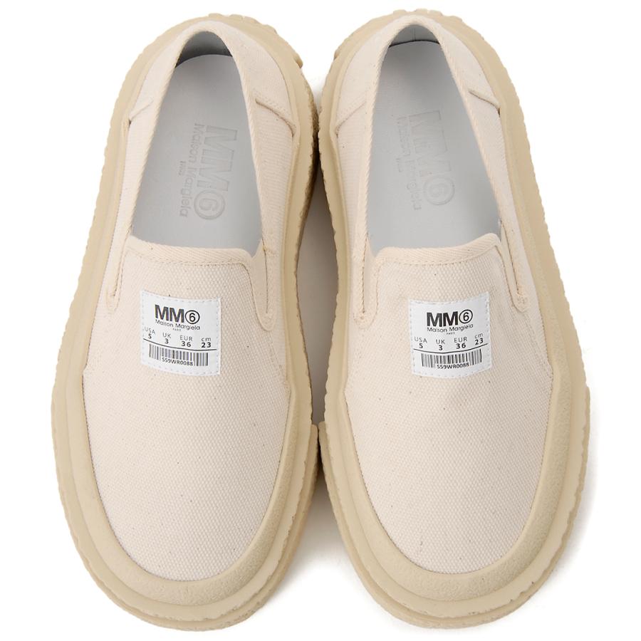 大感謝セール メゾンマルジェラ Maison Margiela モカシン スニーカー スリッポン レディース ホワイト 59WR0088 T2021 MM6 エムエムシックス_4