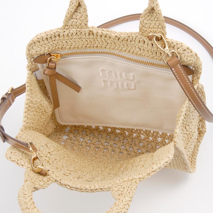 miumiuアルカディ クロシェ ラフィア ミニショルダーバッグ 2way ☆MiuMiu☆ラフィア風クロシェ編みかご ハンドバッグ (MiuMiu