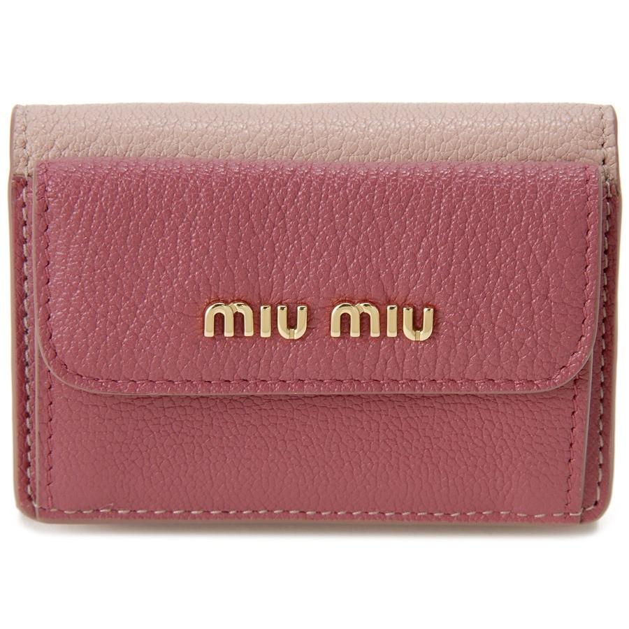 【2/14まで】miu miu 三つ折り財布 ピンク ミュウミュウ miumiu 三つ折り財布 ハート コンパクトウォレット