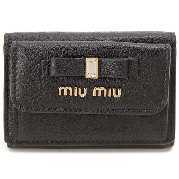 miu miu（ミュウミュウ） 三つ折り財布 レディース ブラック 黒 5MH021