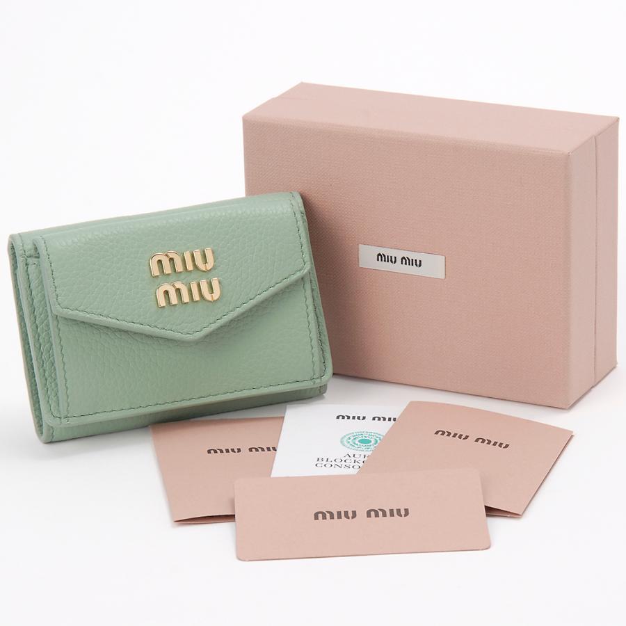 MIU MIU ミュウミュウ 三つ折り財布 レディース グリーン 5MH021 2DT7 F0229 TRI FOLD WALLET｜s-select｜05