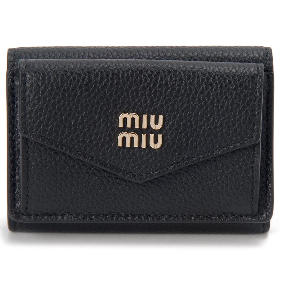 あやさん専用　ミュウミュウ　miumiu 三つ折り財布　正規品　ブラック miu miu（ミュウミュウ） ボーナスストアPlus 三つ折り財布 レディース