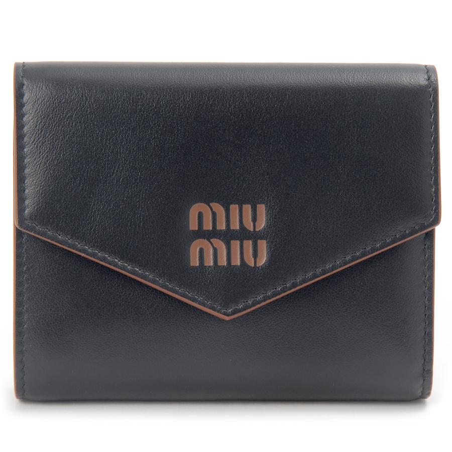 箱付きMIU MIU ブラック 三つ折り財布 miu MIU ミュウミュウ 三つ折り財布 レディース ブラック 5MH040 2CV6
