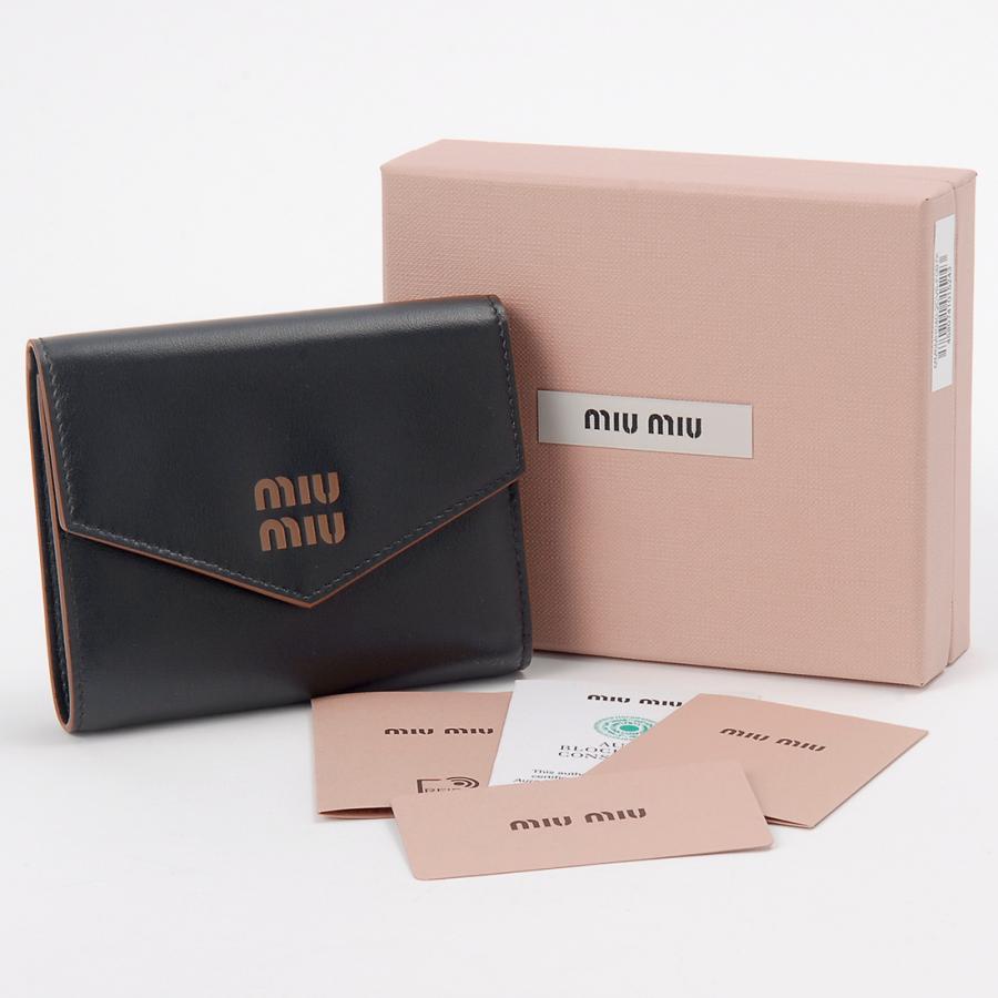 miu MIU ミュウミュウ 三つ折り財布 レディース ブラック 5MH040