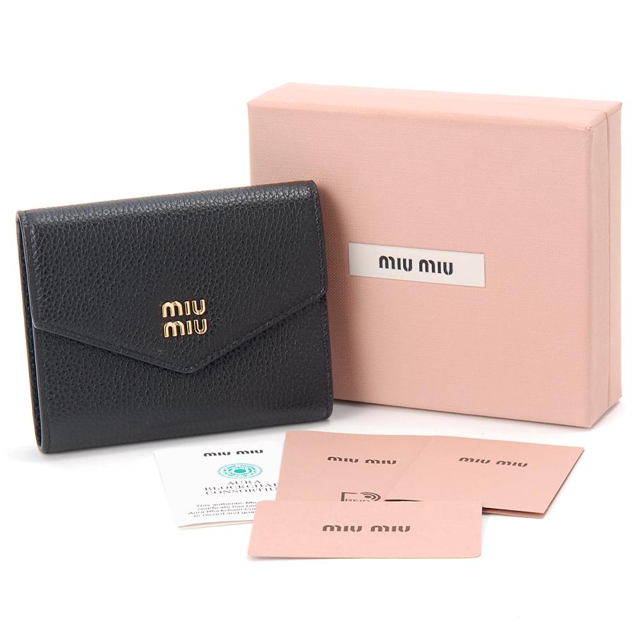 miu MIU ミュウミュウ 三つ折り財布 レディース ブラック 5MH040 miu MIU ミュウミュウ 三つ折り財布 レディース ブラック 5MH040