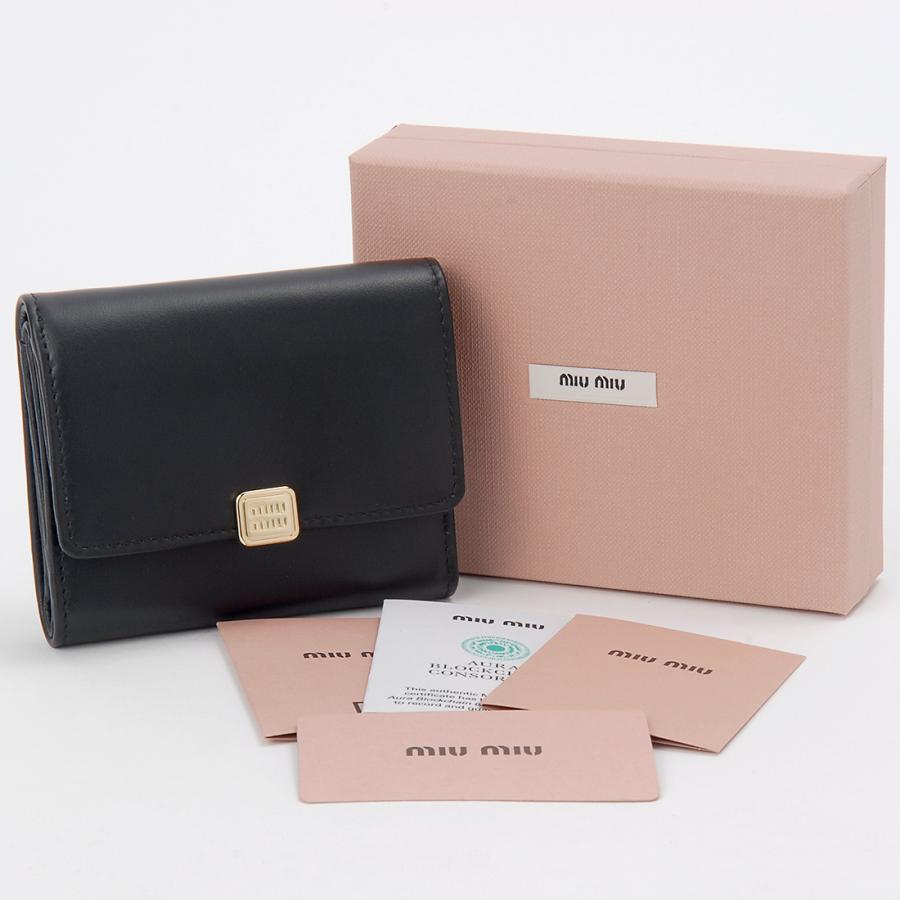 MIU MIU ミュウミュウ 三つ折り財布 ブラック 5MH043 2CVX F0002 ANYA HINDMARCH MIU ミュウミュウ 三つ折り財布 レディース