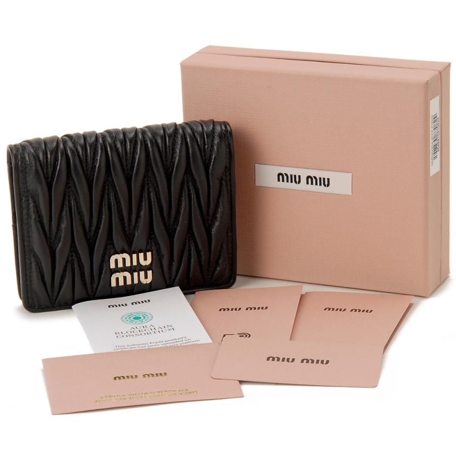 miu MIU ミュウミュウ 二つ折り財布 レディース ブラック 5MV204 2FPP