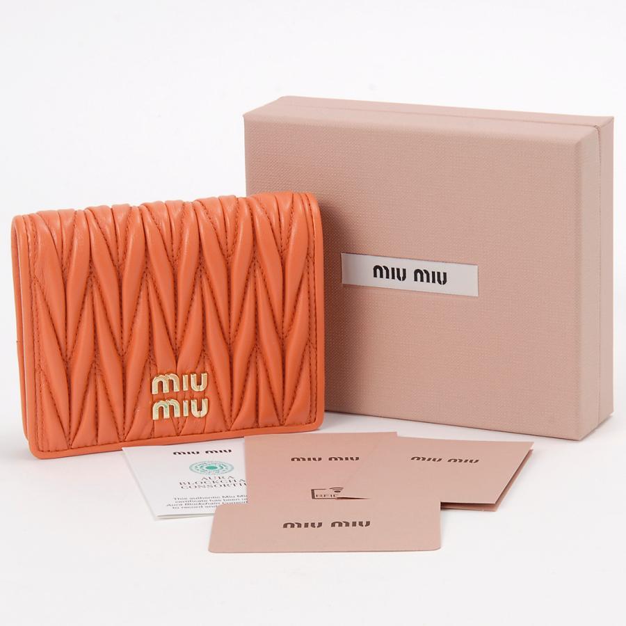 miu MIU ミュウミュウ 二つ折り財布 レディース オレンジ 5MV204