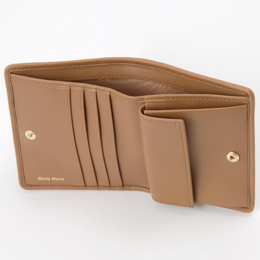 ボーナスストアPlus10％対象店 ミュウミュウ MIU MIU 二つ折り財布 レディース ブラウン 5MV204 AFPP F098L MATELASSEの画像