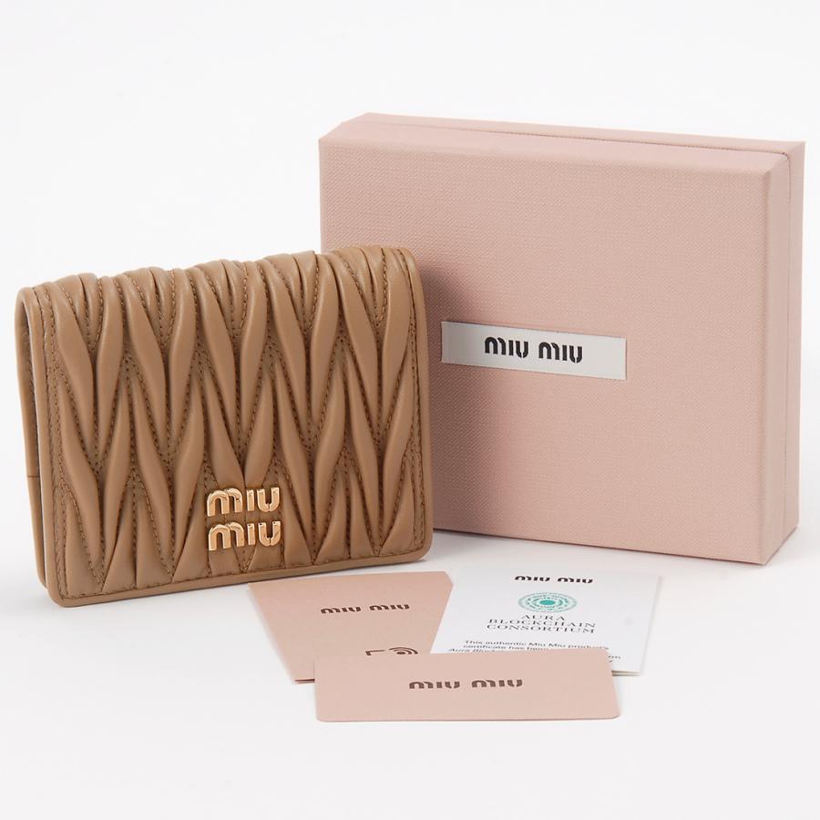 ボーナスストアPlus10％対象店 ミュウミュウ MIU MIU 二つ折り財布 レディース ブラウン 5MV204 AFPP F098L MATELASSEの画像