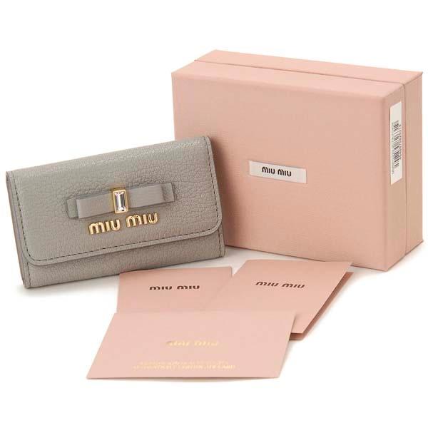 miu miu（ミュウミュウ） キーケース グレー 5PG222 2D7A F0424 リボン