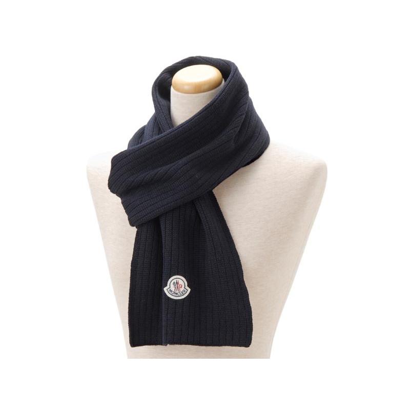 美品　モンクレール　MONCLER 青　ネイビー ウール マフラー MONCLER ネイビー マフラー 新品 MONCLER ネイビー マフラー 新品