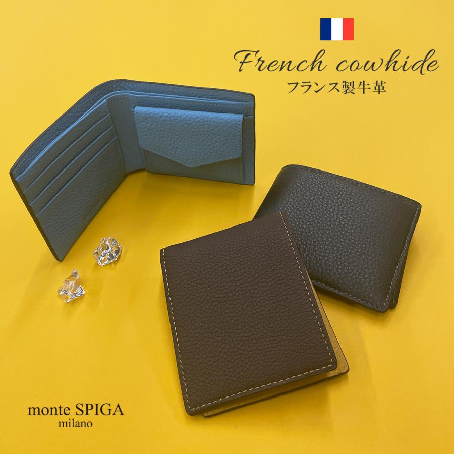 monte SPIGA モンテスピガ 二つ折り財布 フランス製牛革 メンズ MOSHL9827 MONTE SPIGA（モンテスピガ） 二つ折り財布 フランス製牛革 メンズ