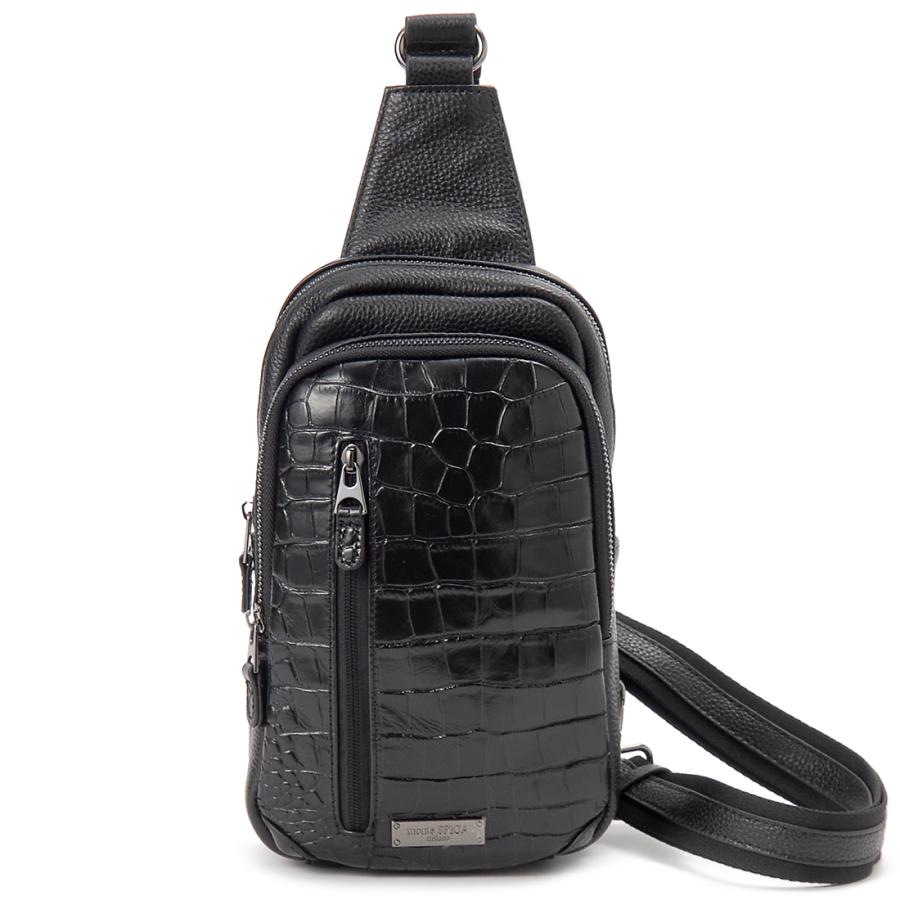 monte SPIGA モンテスピガ ボディバッグ メンズ ブラック イタリアンレザー MOSMTP022BK MONTE SPIGA（モンテスピガ） ボディバッグ メンズ ブラック