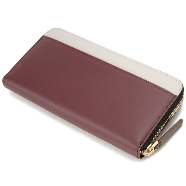 MARNI（マルニ） ラウンドファスナー長財布 バーガンディ×ホワイト