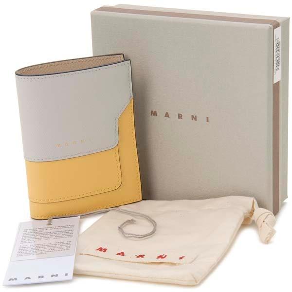 MARNI 二つ折り財布 イエロー/グレー MARNI マルニ 二つ折り財布 レディース グレー×イエロー