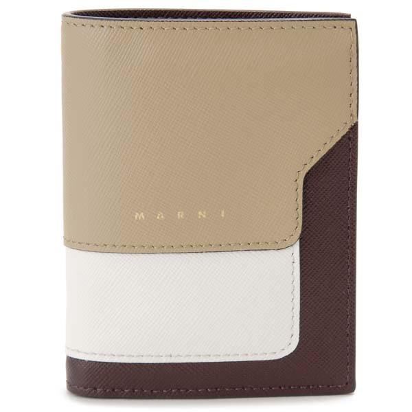 マルニ MARNI 二つ折り財布 コンパクト財布 ベージュ×ホワイト×ブラウン レディース｜s-select