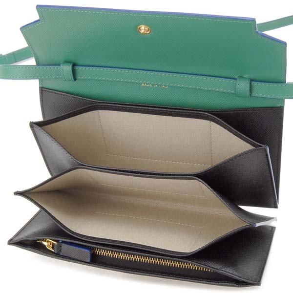 MARNI グリーン ホワイト 長財布 MARNI マルニ ショルダーバッグ 長財布 グリーン×ホワイト