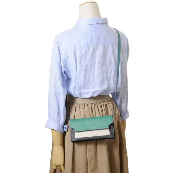 MARNI グリーン ホワイト 長財布 MARNI マルニ ショルダーバッグ 長財布 グリーン×ホワイト