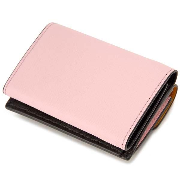 美品マルニ MARNI 三つ折り財布 レディース オレンジ×ネイビー×ピンク MARNI マルニ 三つ折り財布 レディース オレンジ×ネイビー