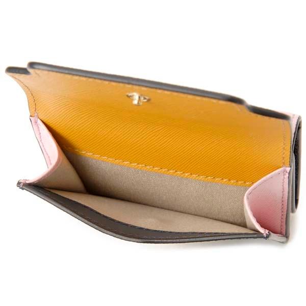 美品マルニ MARNI 三つ折り財布 レディース オレンジ×ネイビー×ピンク MARNI マルニ 三つ折り財布 レディース オレンジ×ネイビー