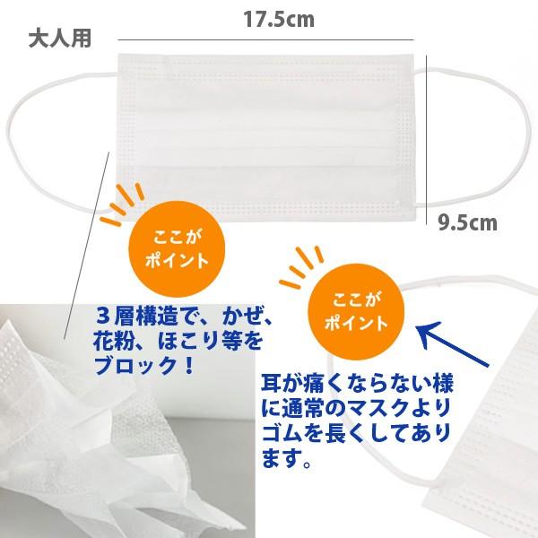 マスク 200枚 ホワイト 白色 ふつうサイズ 大人用 国内検品 在庫あり マスク200枚入り 送料無料 |  | 02