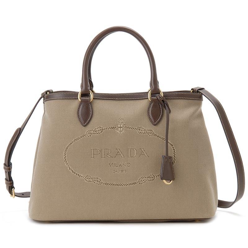 プラダ PRADA トートバッグ 1BA579 UCW F0B16 OOW ジャガード 2WAY ショルダーバッグ ブラウン レディース