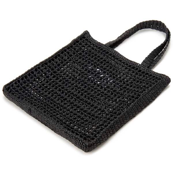 最終価格◆正規品◆極美品◆レア【PRADA】プラダ　かごバッグ　オールブラック セール】プラダ☆ラフィアxウッドビーズ トートバッグ☆1BG425