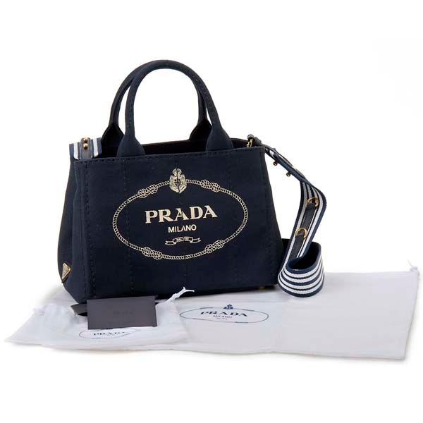 PRADA プラダ トートバッグ レディース ネイビー ブラック カナパ