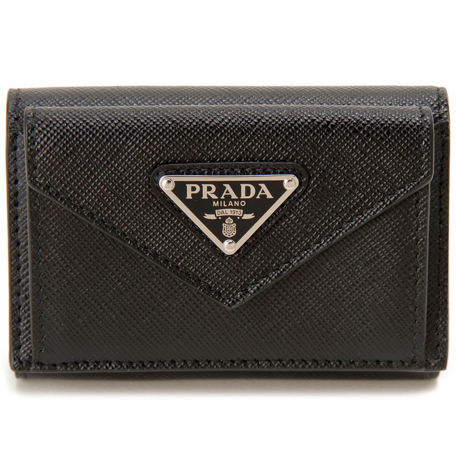 PRADA プラダ 三つ折り財布 レディース ブラック 1MH021 QHH PRADA プラダ 三つ折り財布 レディース ブラック 1MH021 QHH