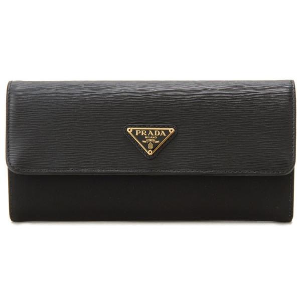 PRADA ブラックレザー長財布 プラダ 長財布 財布 レディース SAFFIANO TRIANG 三角ロゴ