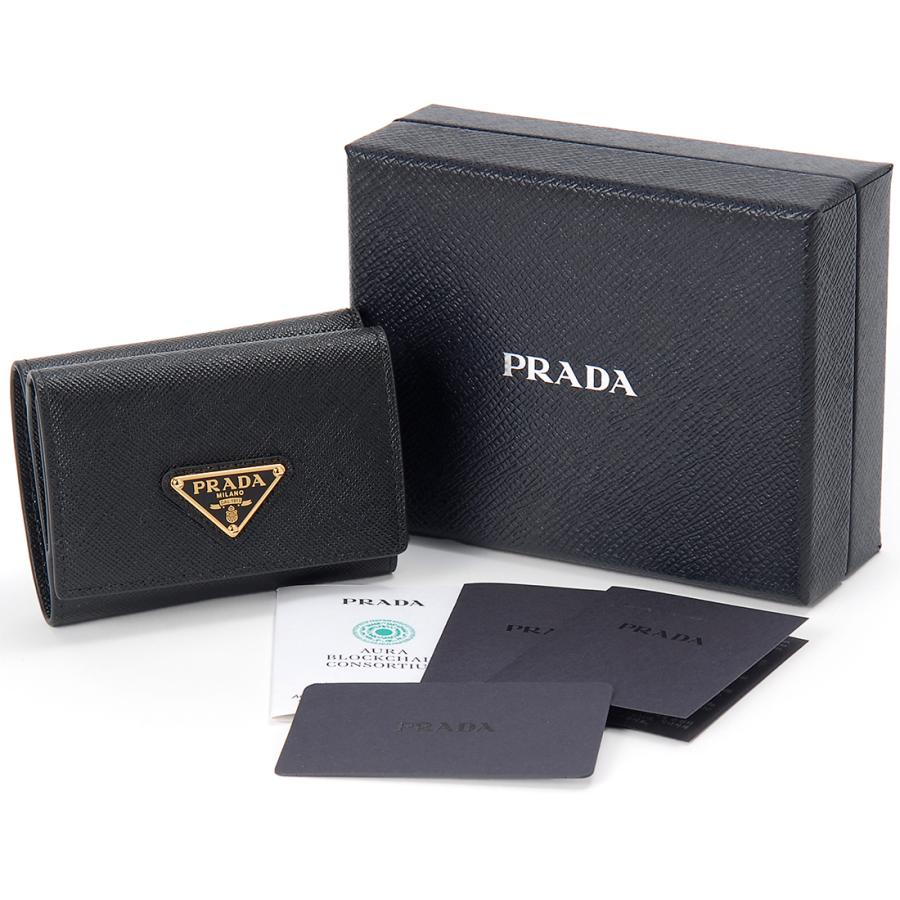 PRADA プラダ 三つ折り財布 レディース ブラック 1MH042 QHH PRADA プラダ 三つ折り財布 レディース ブラック 1MH042 QHH