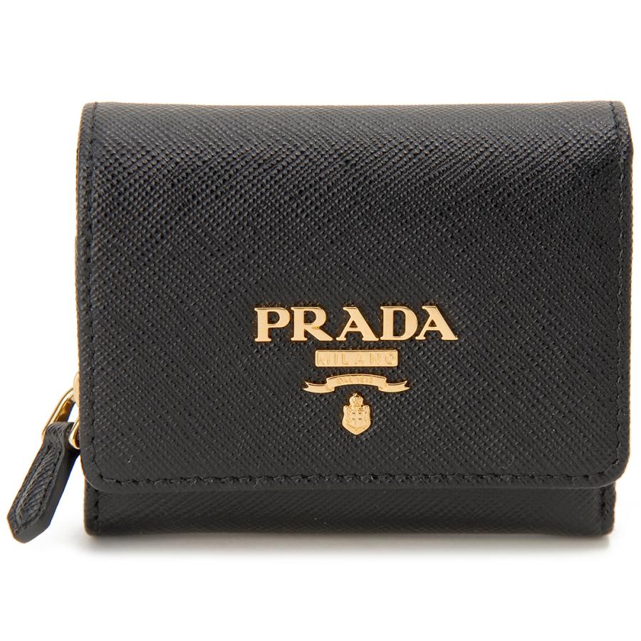 PRADA プラダ 三つ折り財布 レディース ブラック 1MH044 QWA F0002