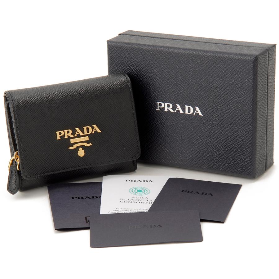 PRADA プラダ 三つ折り財布 レディース ブラック 1MH044 QWA PRADA プラダ 三つ折り財布 レディース ブラック 1MH044 QWA