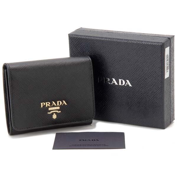 PRADA（プラダ） 三つ折り財布 レディース サフィアーノ ブラック