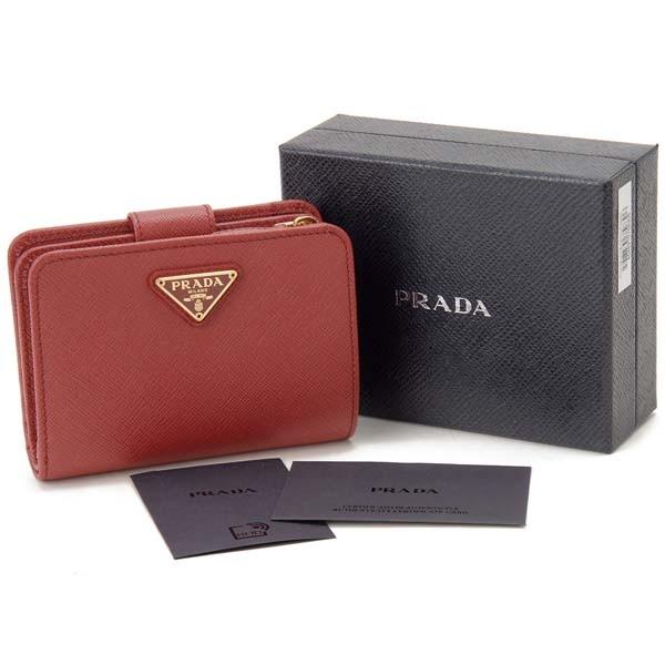 値下げします　PRADA レザー 二つ折り財布 レッド PRADA プラダ 折財布 レディース 1ML018 2CGD 二つ折り財布