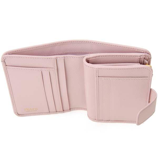 PRADA プラダ サフィアーノ 二つ折り財布 ピンクベージュ系 1ML018 Prada] [プラダ] 二つ折り財布 サフィアーノ メタル レタリング