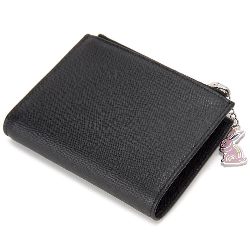 超美品☆PRADA サフィアーノ メタル 二つ折り財布 1ML023 ブラック プラダ 二つ折り財布 財布 レディース サフィアーノ メタル