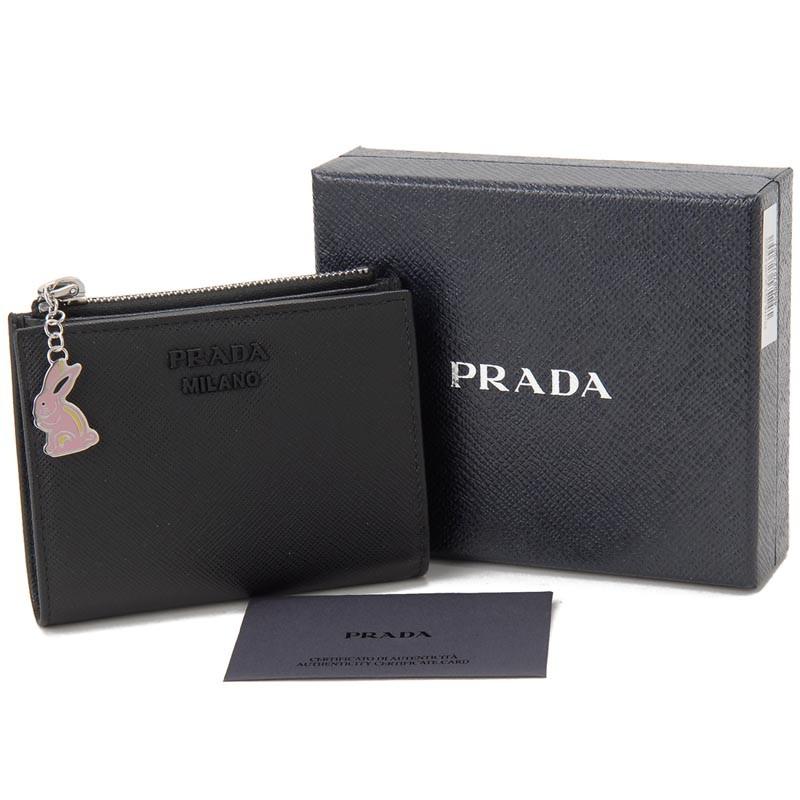 プラダ 二つ折り財布 サフィアーノ レザー ブラック 1ML023 PRADA PRADA プラダ 二つ折り財布 サフィアーノ SAFFIANO MERAL