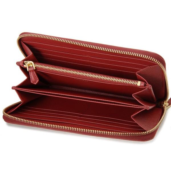 PRADA 赤 レザー 財布 PRADA/プラダ】 サフィアーノ ラウンドファスナー 長財布 レザー