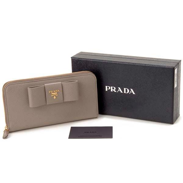 プラダの長財布　PRADA　グレー PRADA（プラダ） ラウンドファスナー長財布 レディース アルジッラ