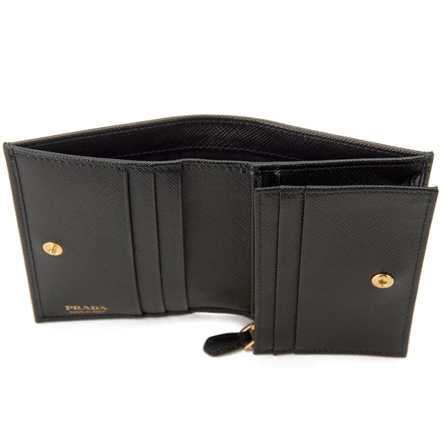 【美品】PRADA プラダ サフィアーノ 二つ折り財布 1MV021 ブラック PRADA プラダ 二つ折り財布 レディース ブラック 1MV021 QHH