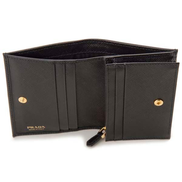 PRADA（プラダ） 二つ折り財布 レディース ブラック 1MV021 QWA F0002