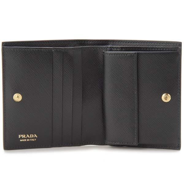 PRADA（プラダ） 二つ折り財布 レディース ブラック 1MV204-2DF8-F0002