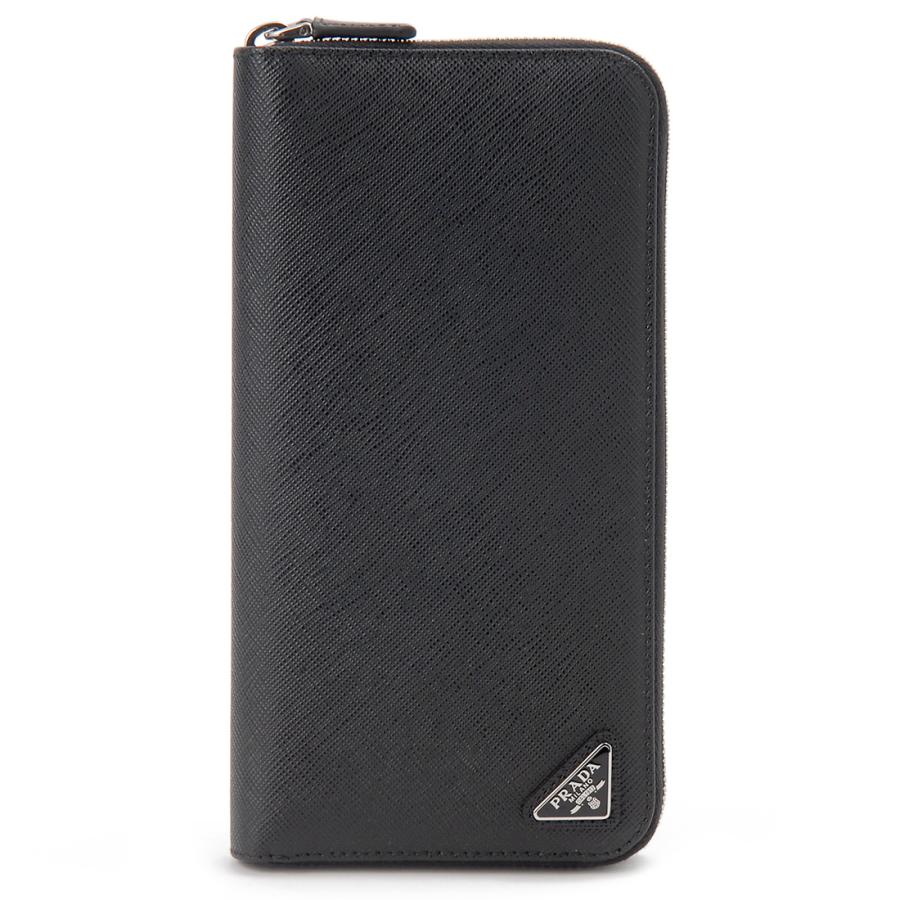PRADA プラダ 長財布ラウンドファスナー 2ML317 QHH F0002 メンズ ブラック PRADA（プラダ） ラウンドファスナー長財布 メンズ ブラック 2ML317