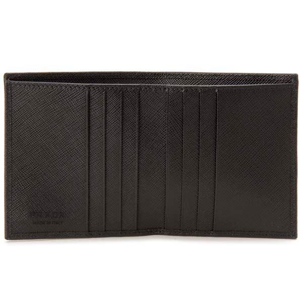 極美品 プラダ サフィアーノ 二つ折り 長財布 小銭入れ カード コンパクト 黒 PRADA（プラダ） 二つ折り財布 札入れ ブラック 黒 2MO004 QHH F0002