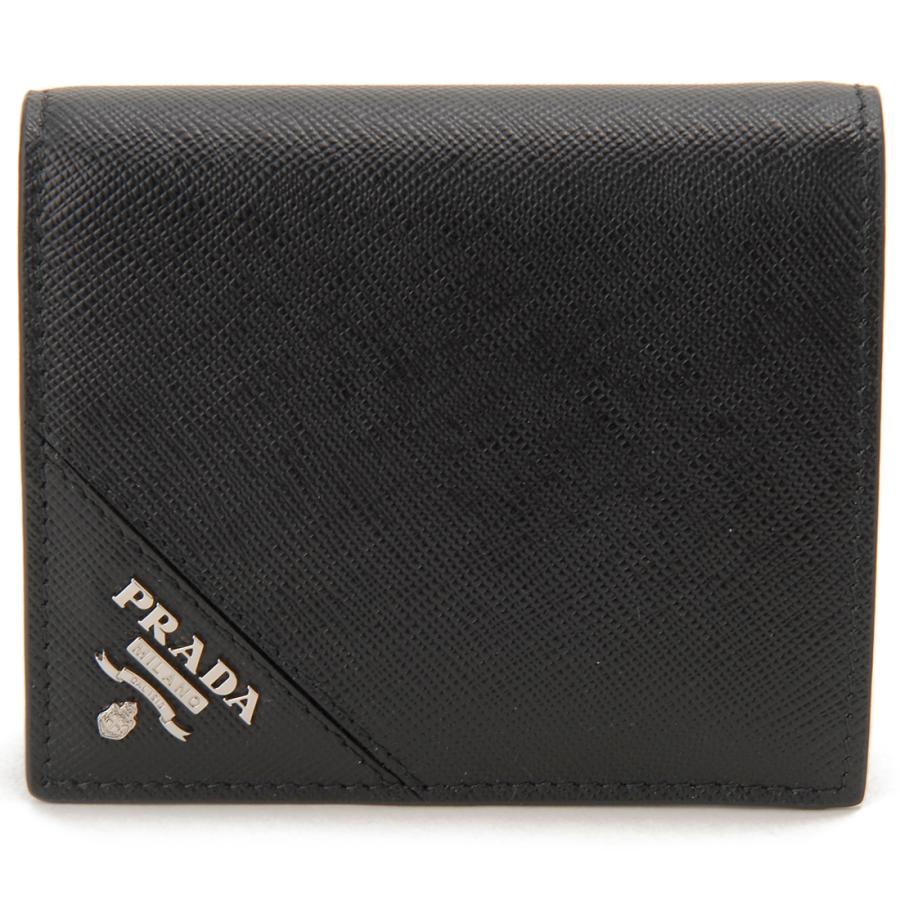 PRADA（プラダ） 二つ折り財布 メンズ ブラック 2MO008 QME F0002 : s