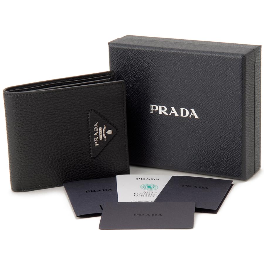 PRADA プラダ 二つ折り財布 メンズ ブラック 2MO738 2BBE F0002 PRADA プラダ 二つ折り財布 メンズ ブラック 2MO738 2BBE F0002